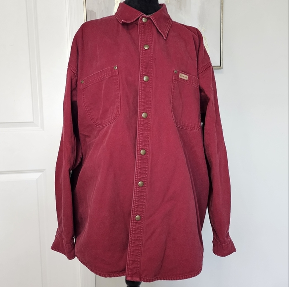 Carhartt Shirt Jacket Mens XL Shacket Snap Plaid-Lined Red Canvas - Picture 1 of 10